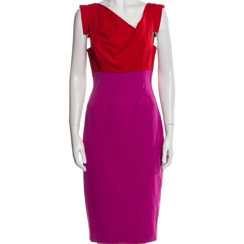 Black Halo Cowl Neck Midi Length Dress